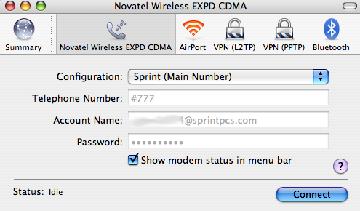 Mac OS X Internet Connect
