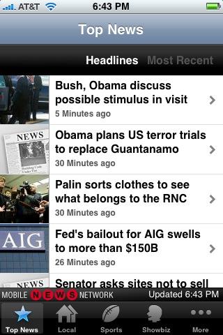 AP Mobile News on iPhone
