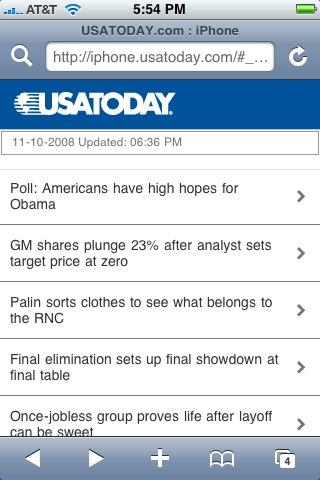 USA Today on iPhone