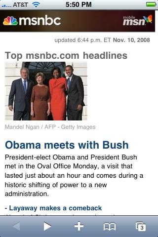 MSNBC on iPhone