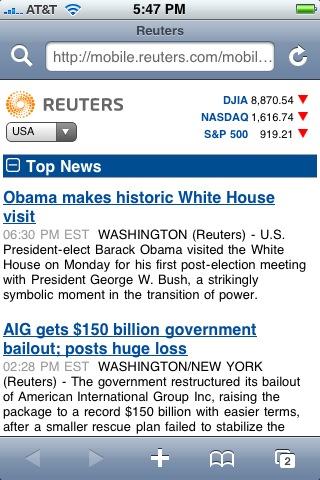 Reuters on iPhone